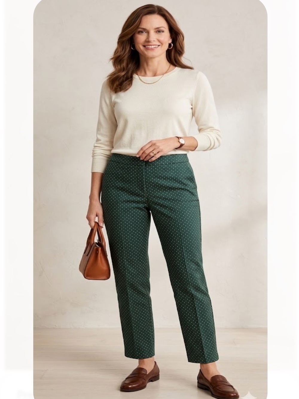 Talbots Dark Green Polka Dot Chinos